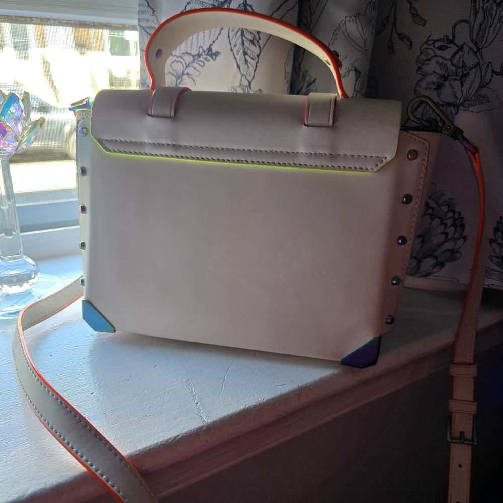 Michael Kors White Satchel with Neon Trim - Picture 3 of 8